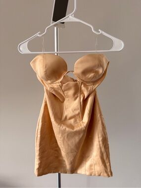 NWT Oh Polly Beige Strapless Bodycon Mini Dress